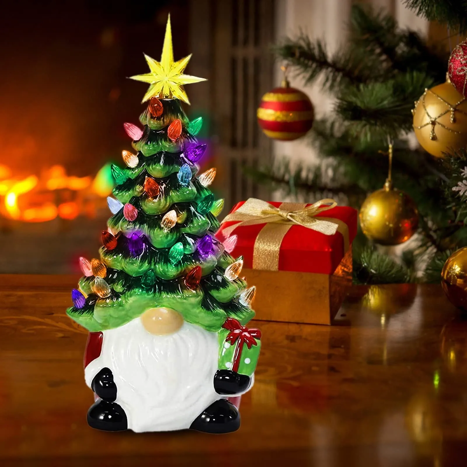 2024 Nieuwe Gloeiende Dwerg Kerstboom Kerst Ornamenten 6.3 Inch Dwerg Kerstboom Met 30 Veelkleurige Lichten