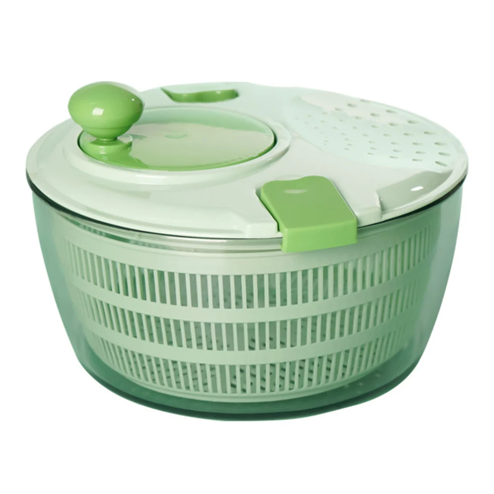 4L Vegetable Fruit Drain Basket Large Capacity Fruit and Vegetable Drainer Secure Lid Lock Rotary Handle for Home Kitchen