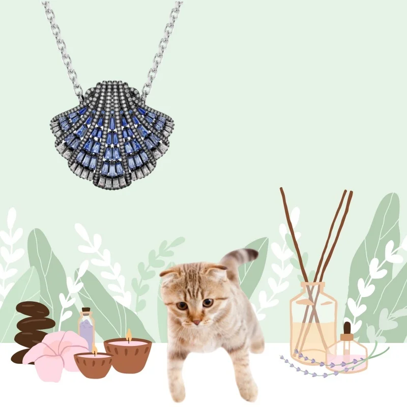 

Cat Fashion 2025 New Diamond Set Blue Shell Necklace Accessories Women's Accessories Send Romantic Gifts to Friends