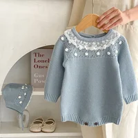 0-24M Baby Girl Romper Knit New Newborn Lace Warm Long Sleeve Jumpsuit Infant Princess Party Romper Toddler Fall Spring Clothing 6