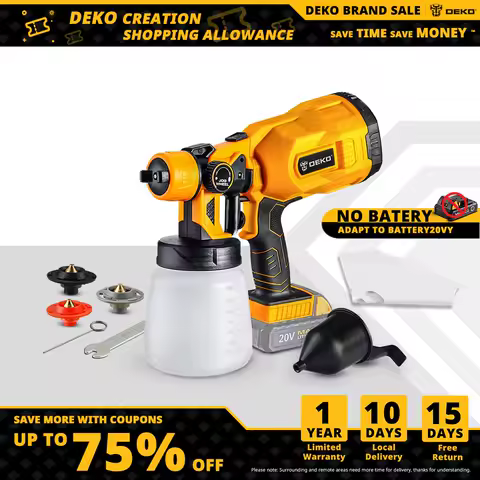 DEKO Spray Gun, 20V/220V High Power Home Electric Paint Sprayer, NO battery 3 Nozzle Easy Spraying Clean Perfect for Beginner
