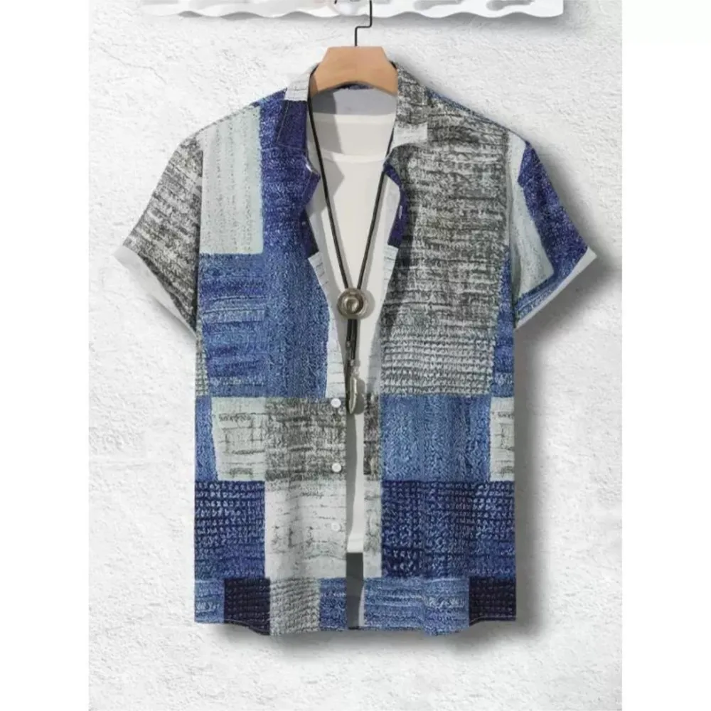 Casual Blusas Men's Shirts Shirt For Man Menswear Clothing Men T-shirts All-match Retro Daily Holiday Vacation Contrast Gradient