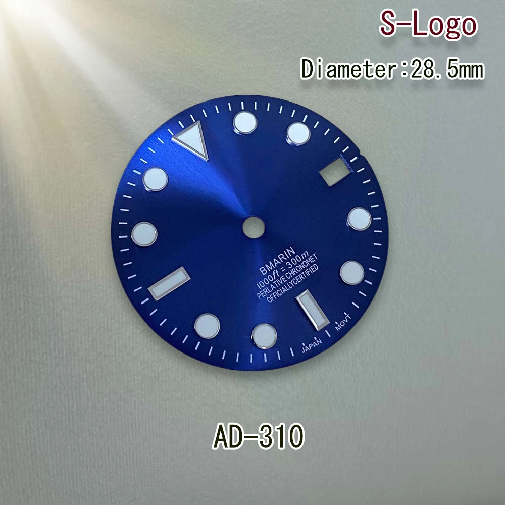 Циферблат с логотипом S, 28,5 мм, циферблат NH35, циферблат SUB, подходит для механизма NH35/NH36/4R/7S C3, зеленый светящийся 3/3,8/4,2, аксессуары для модификации часов