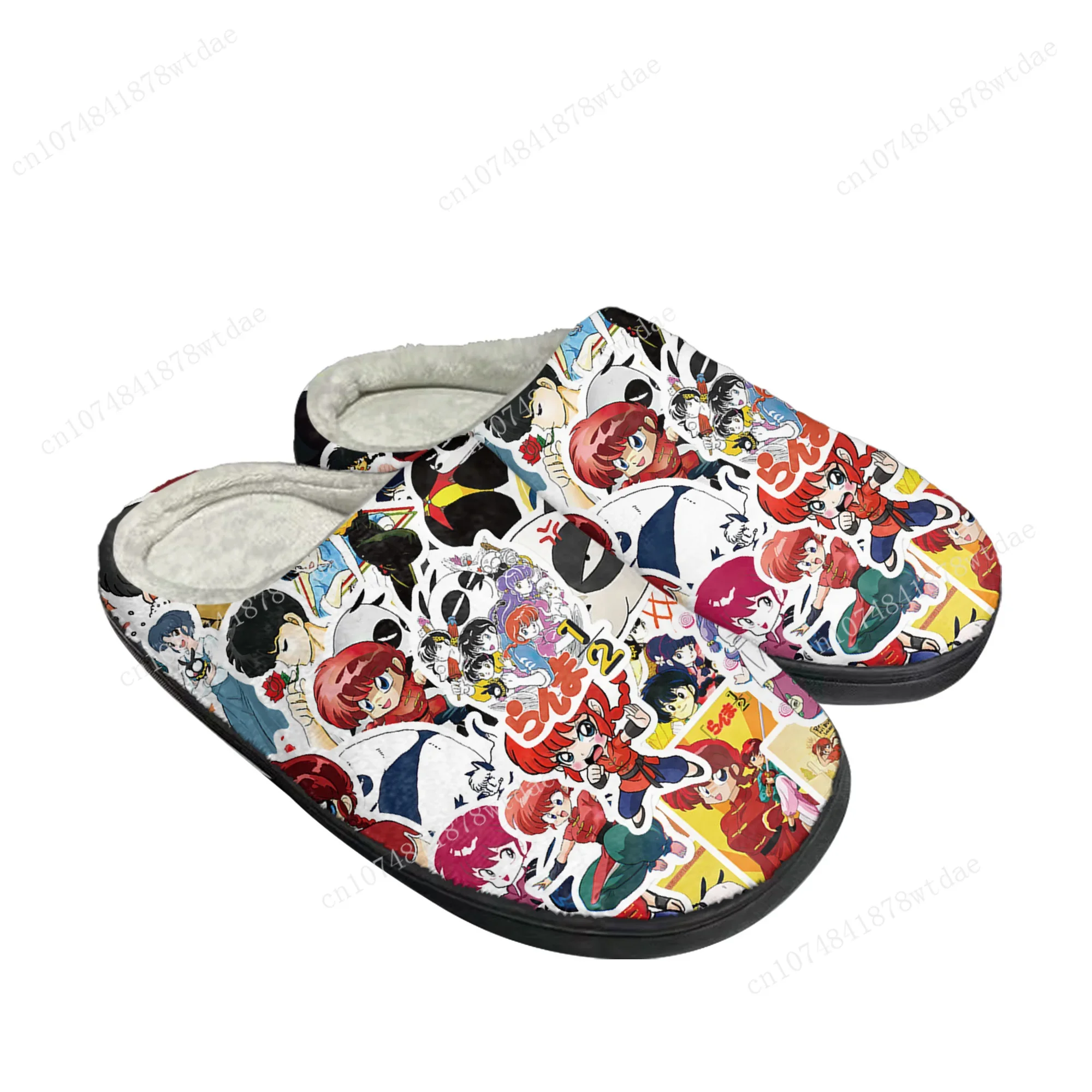 Ranma 1/2 Home Cotton Slippers Tendo Akane Men Women Youth Boy Girl Plush Bedroom  Casual Keep Warm Shoes Custom Indoor Slipper