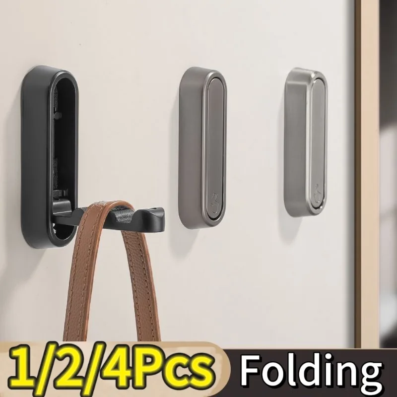 1-4pcs Folding Wall Hook Hidden Robe Towel clothes Coat Hook folding hooks for Kitchen Bathroom  Towel Hanger Home accessories