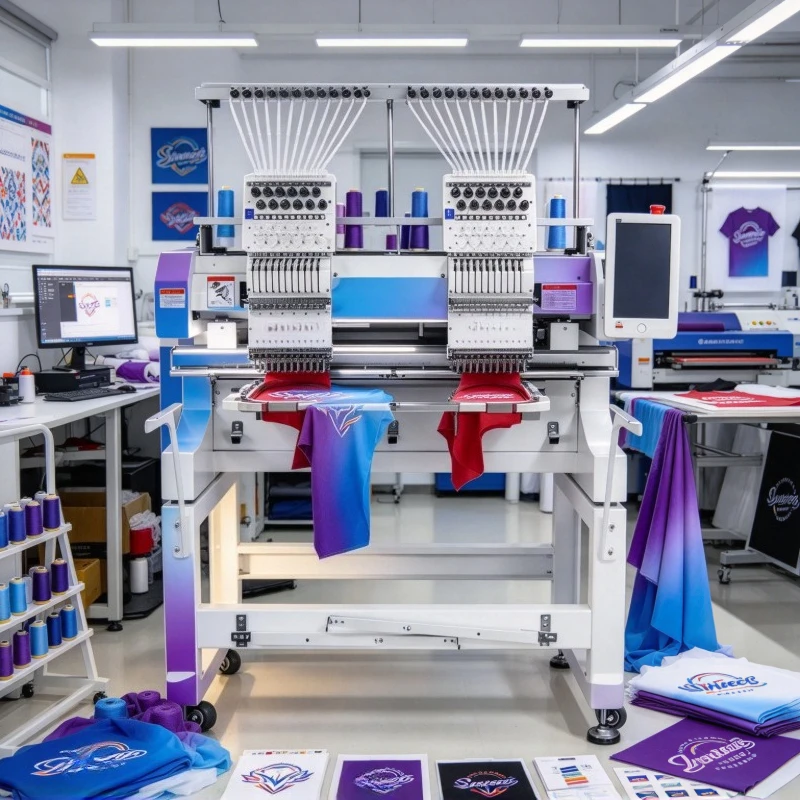 New High-Accuracy Computer Embroidery Machines 2 Heads Industrial Name Sewing Cap Shirt Design Printing Embroidering