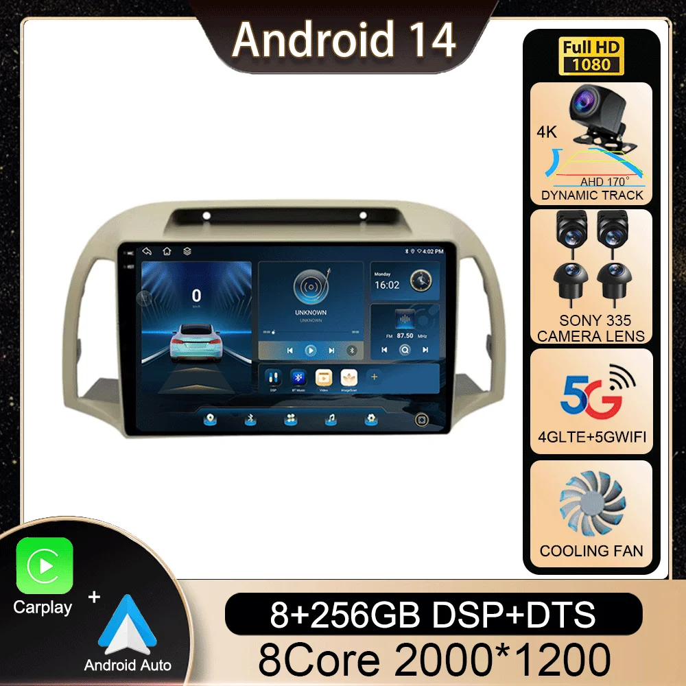 

Android 14 Carplay Auto Car Radio For Nissan March Micra K12 2002-2010 Navigation Autoradio Audio Multimedia Video Player Stereo