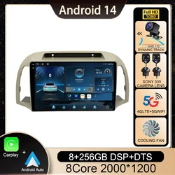 Android 14 For Nissan March Micra K12 2002 2003 2004 - 2010 Navigation GPS Carplay Auto Car Radio Player Multimedia 4G WIFI QLED