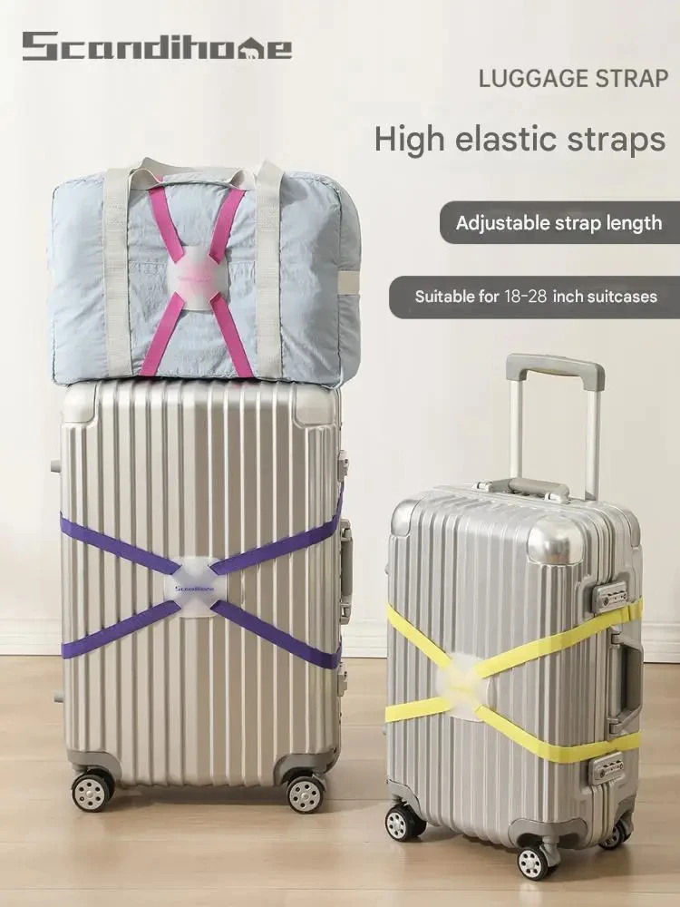 Adjustable Luggage Strap Elastic Suitcase Belt Travel Accessories Durable Cross Fixed Band for 20-34 Inch Baggage Bag