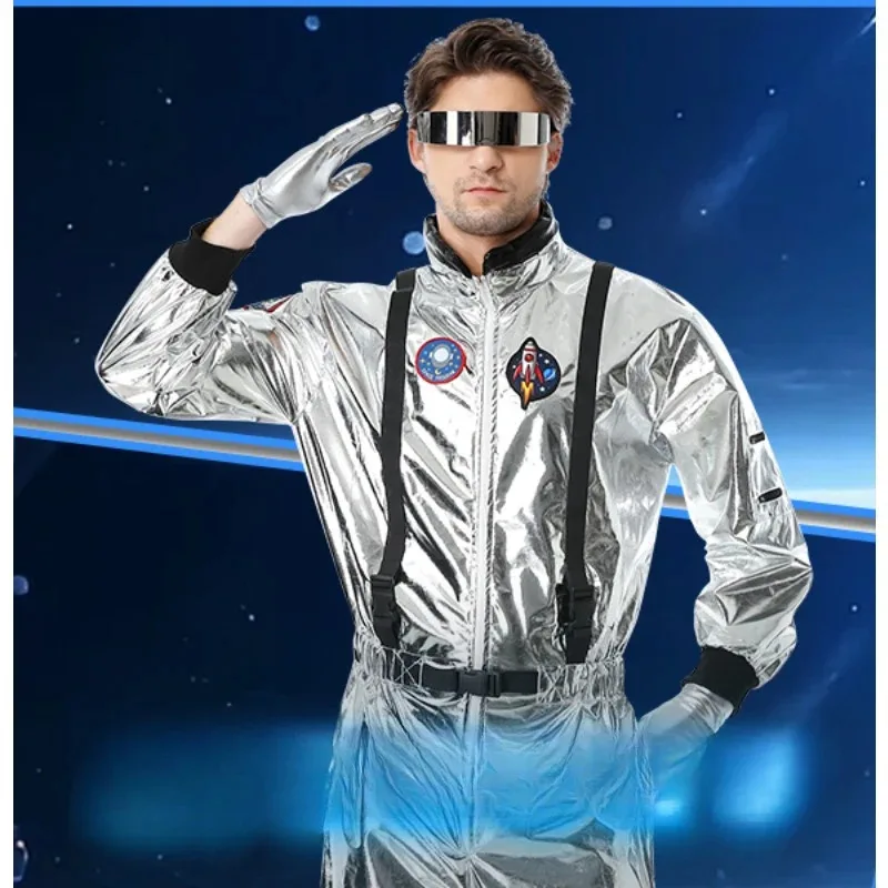 Halloween Adult Astronaut Costume Silver Astronaut Men and Women Halloween Family Party Dress Up Birthday Gifts