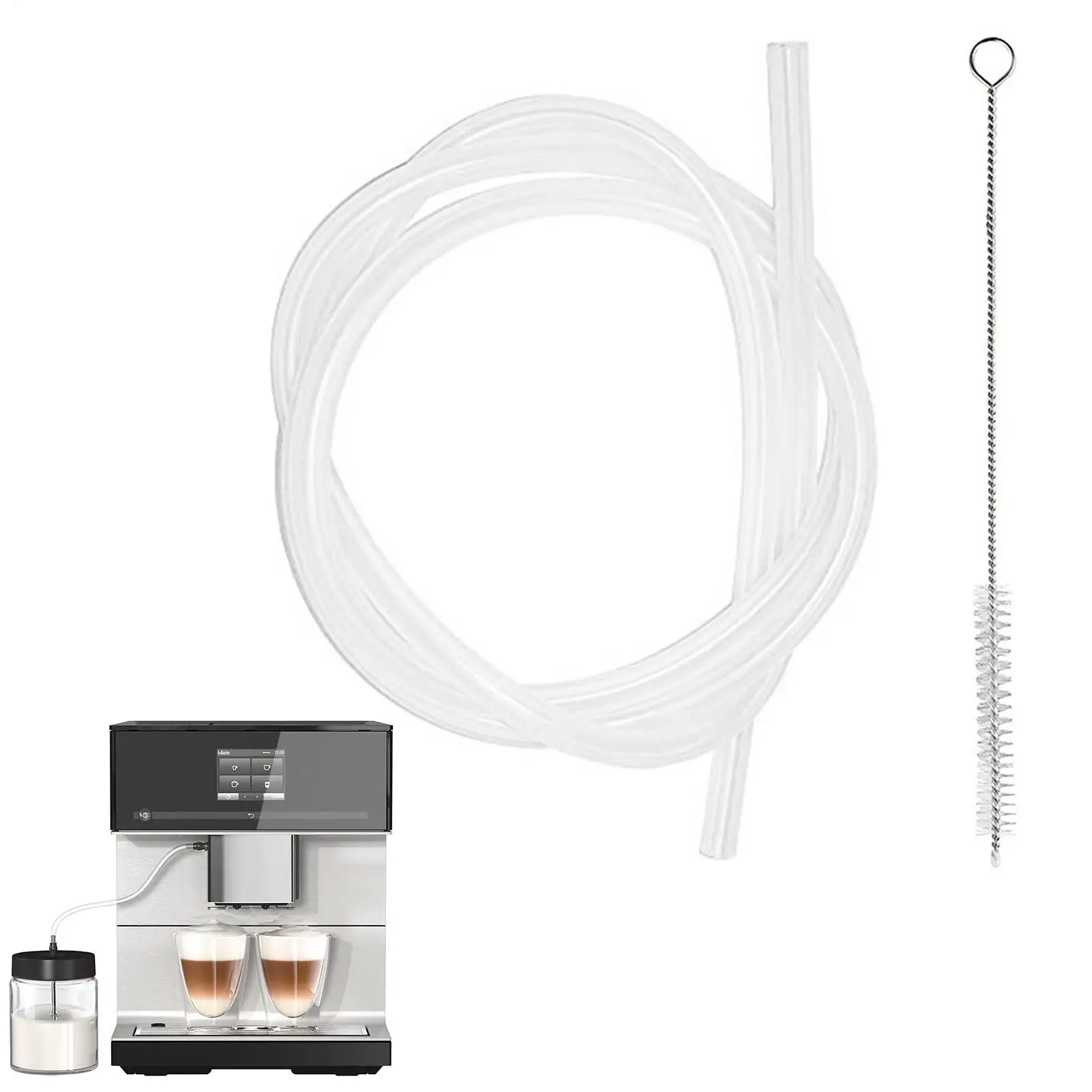 Tubo de Leite de 2m com Kit de Escova de Limpeza para Máquina de Café Totalmente Automática, Tubo de Leite com Diâmetro Interno de 3 mm