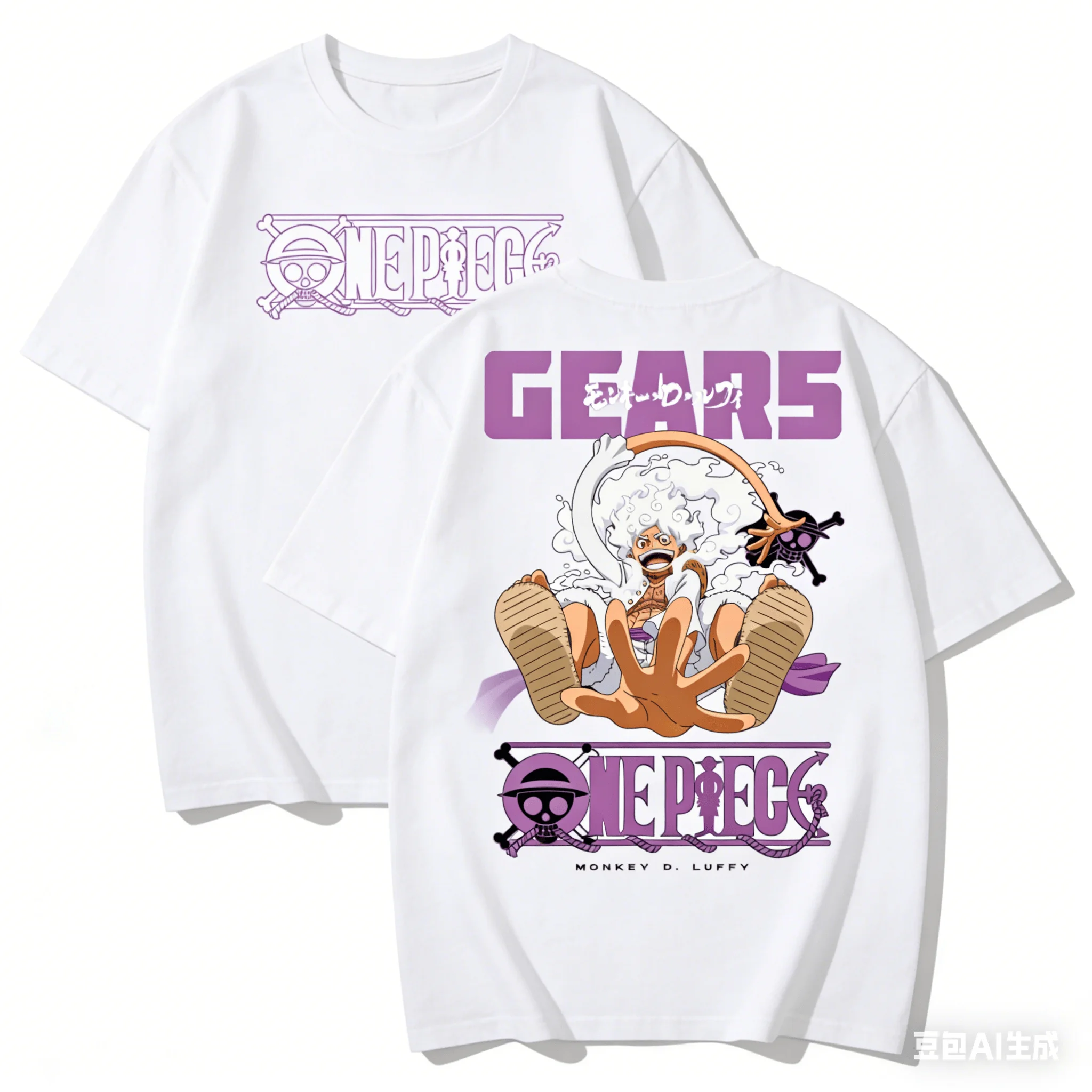 Nuevo Artículo de Verano # One Piece # Camiseta de Manga Corta Holgada de Talla Grande para Hombre y Mujer, Estilo Urbano, Luffy Dios del Sol Nika de 5.ª Grado