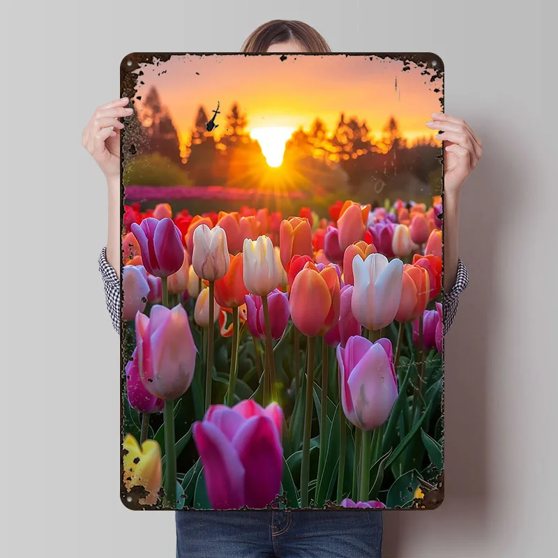 Tulip Paradise Metal Poster Metal Signs Wall Art Home Decoration Gaming Custom Tin Sign for Home Decoration Bar Accessories Room