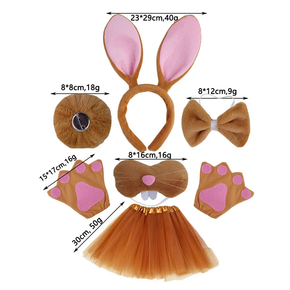 Cute Halloween Bunny Ears Headband Bow Tie Tail Skirt Rabbit Hair Hoop Animal Headpiece Cosplay Costume Easter