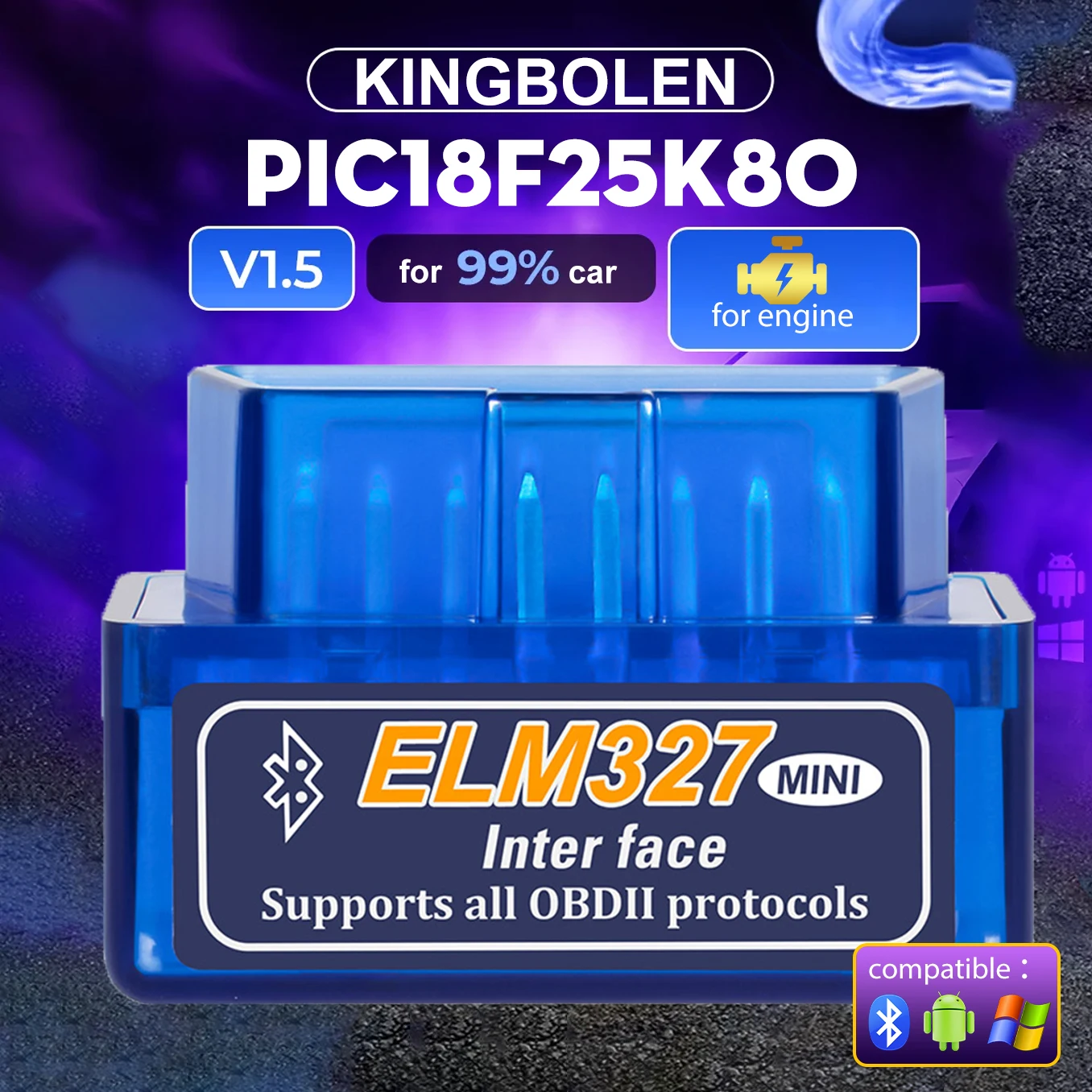 KINGBOLEN Super Mini Elm327 بلوتوث Obd2 V1.5 Elm 327 V 1.5 Obd 2 ماسح ضوئي تشخيصي تلقائي للسيارة Elm-327 obdii كود التشخيص #1