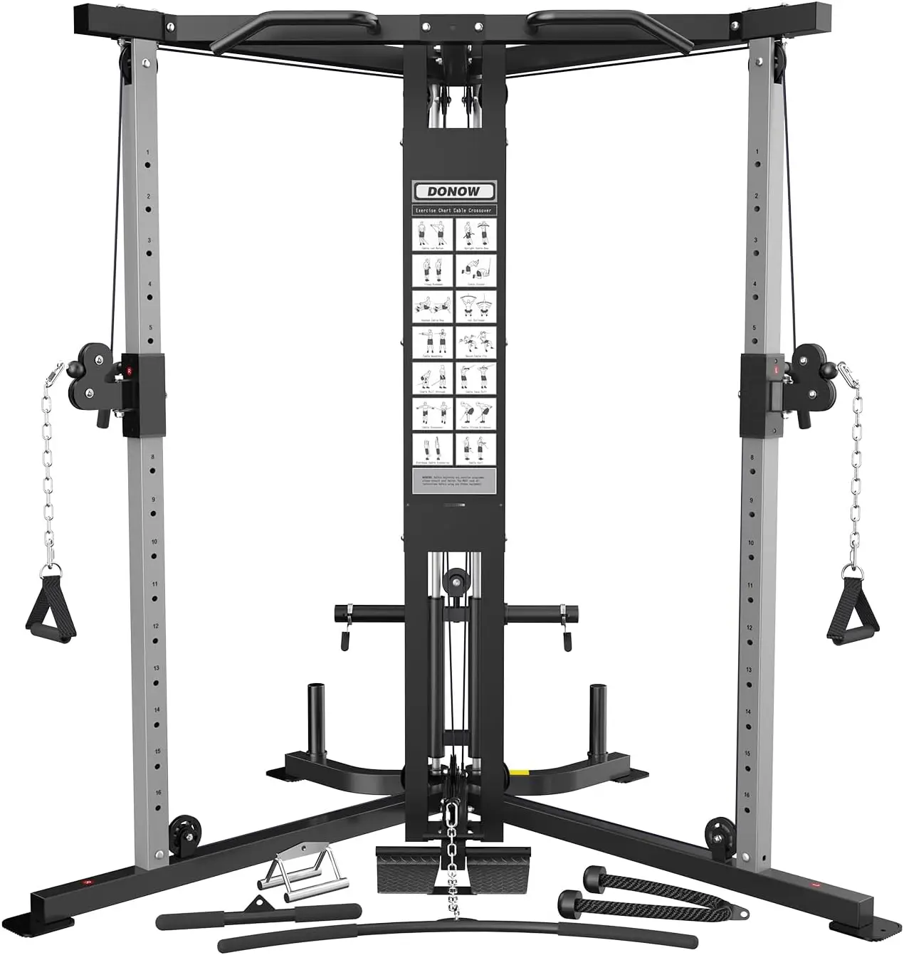 Home Gym System Workout Station with Dual Pulley System Pull-Up Bar Cable Bar and LAT Pull Down System