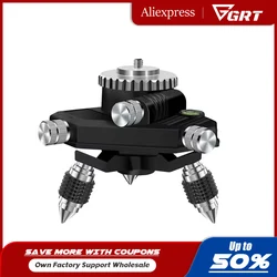 Soporte de ajuste fino de aleación de aluminio, Base giratoria de 360 °, trípode para niveles de láser roscados de 1/4 pulgadas