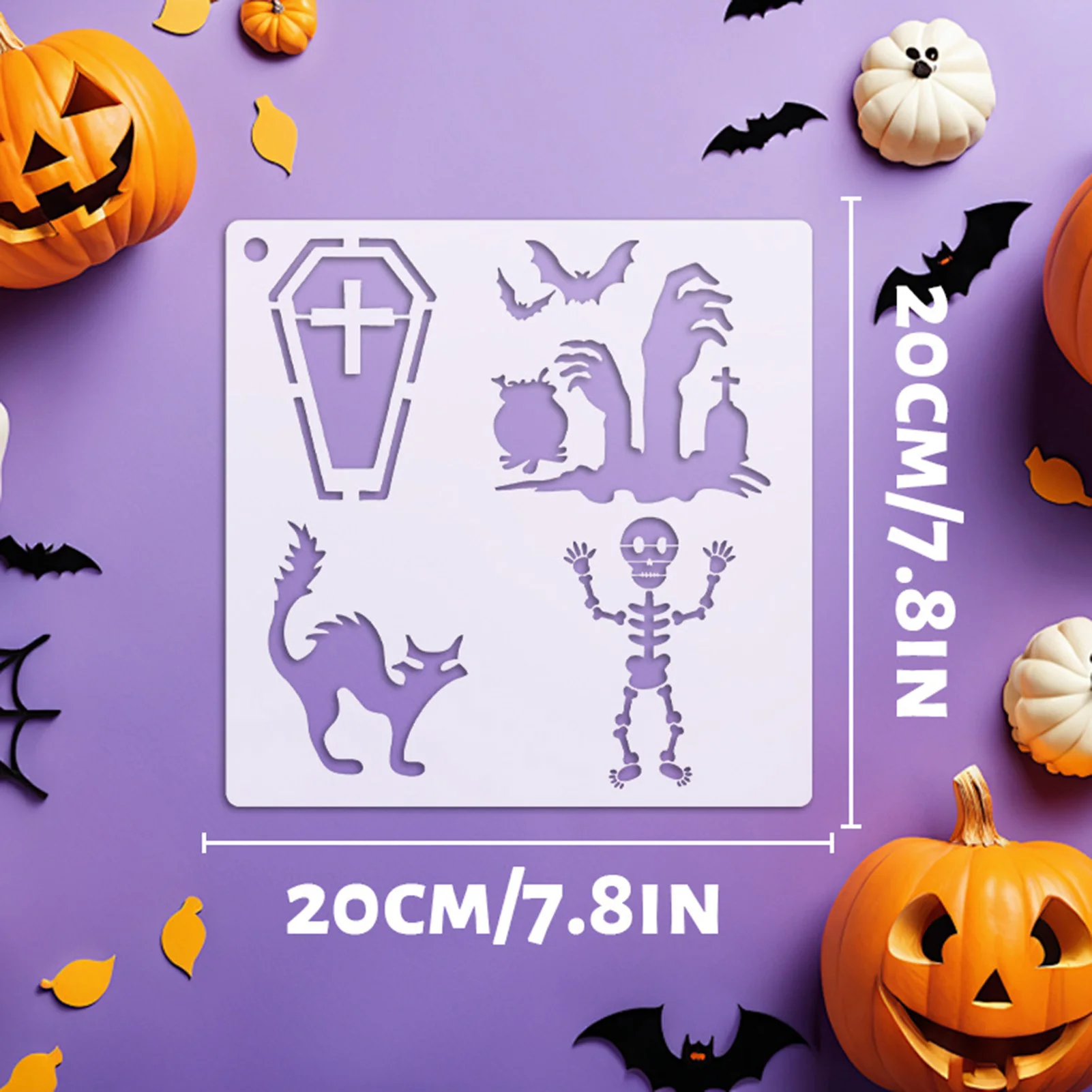 12 Pcs Halloween Template Themes Stencils Scrapbook Drawing Templates Reusable PET Pumpkin Painting Layering Embossing