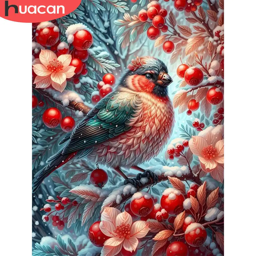 Huacan الماس الفن اللوحة الطيور الشتاء الحيوان كامل مربع جولة الماس التطريز زهرة فسيفساء الراين