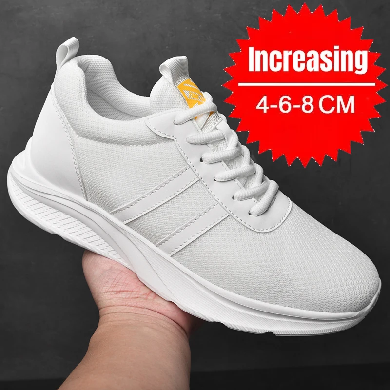 Invisible 4cm 6cm 8cm White Sneakers Men Elevator Shoes Height Increase For Men Sport Casual Shoes Man Taller Insole Increasing