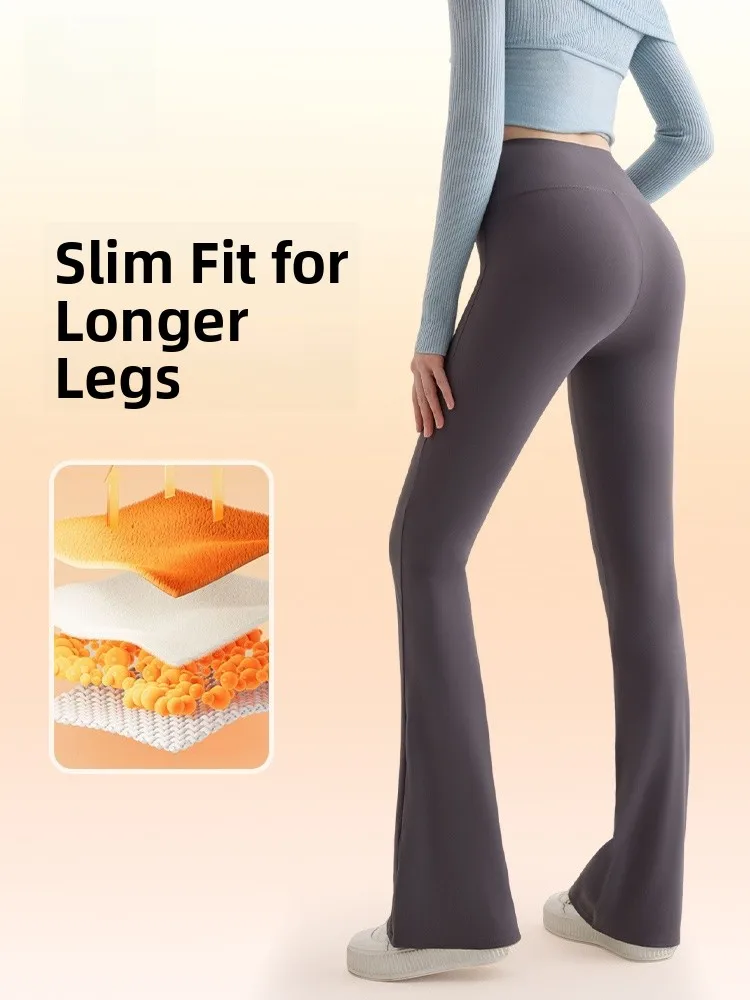 Lockere Yogahose mit hoher Taille, ausgestellte Arkskin-Leggings mit Glättungseffekt für einen perlmutten Körper, langes Bein, Illusion