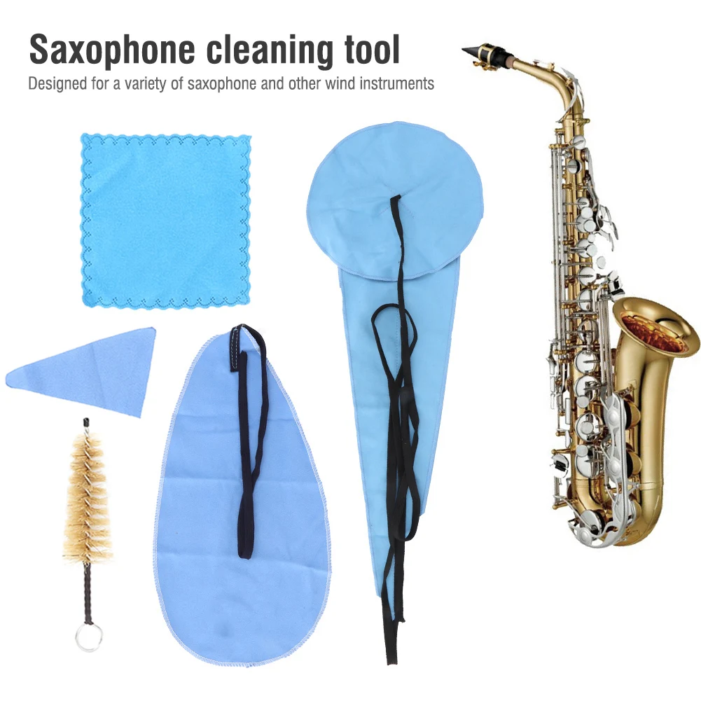 5pcs Saxophone Cleaning Swab Cloth Mouthpiece Brush Cleaning Care Kit Set Mouthpiece Brush Cleaning Swab Saxophone Cleaning Kits