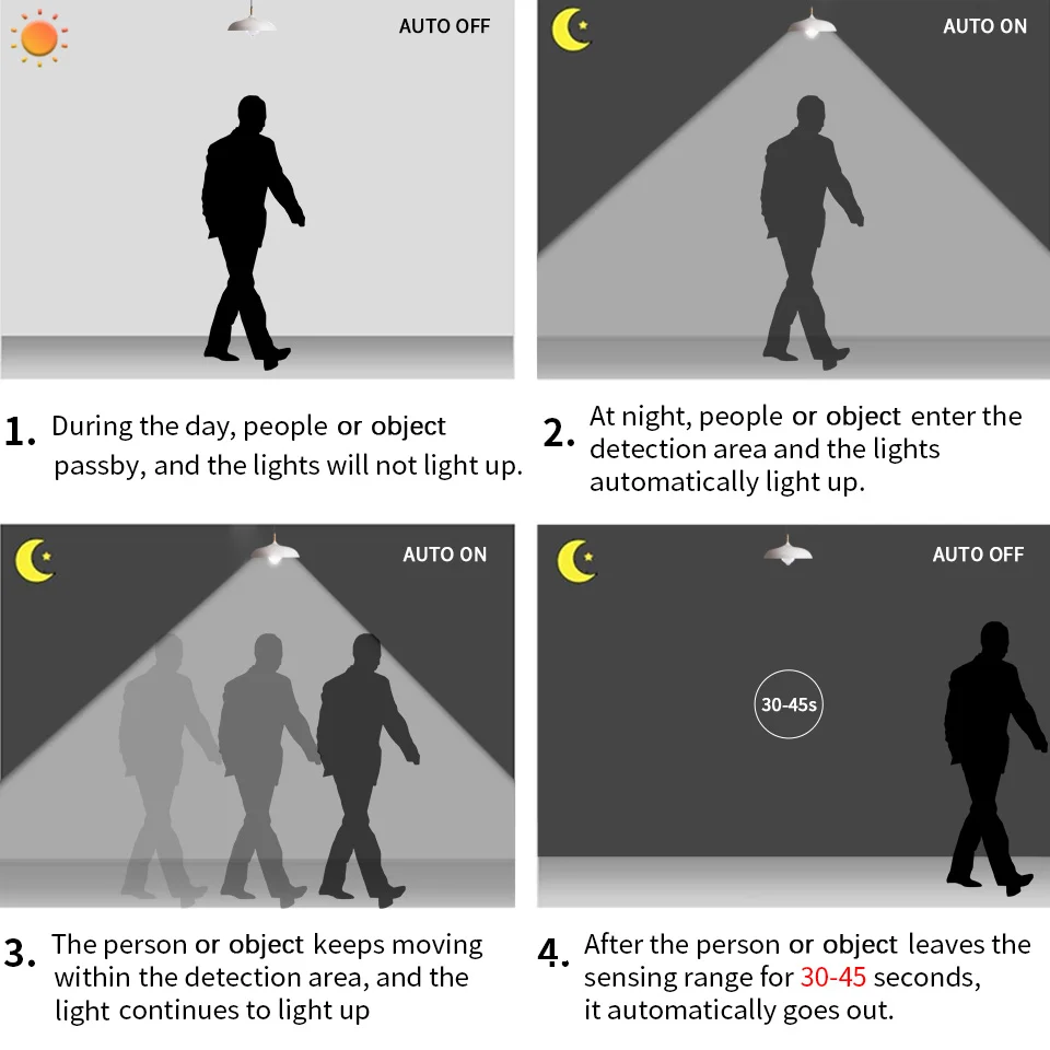 6pcs LED Bulbs Radar Motion Sensor Light 220V E27 LED Bulb Auto ON/OFF Working In Night Radiation Motion Detector Security Light