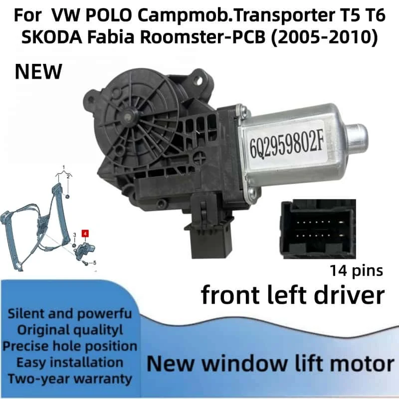 6Q2959802F 6Q2959801E Voor Skoda Fabia Roomster VW Transporter T5 T6Polo Raamheffermotor module-PCB Linksvoor en rechtsvoor