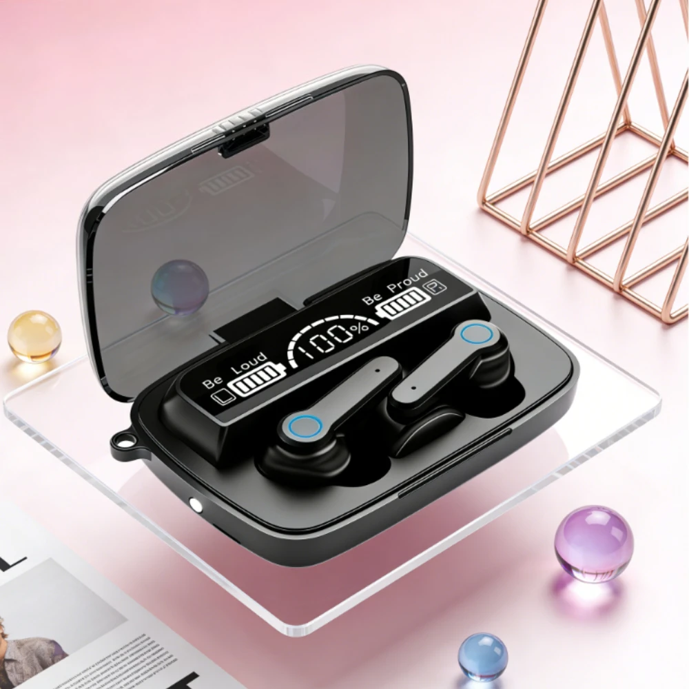 New M19 TWS Bluetooth Headphones 5.3 9D High Fidelity Wireless Headphones Touch IPX7 Waterproof Digital Display Headphones