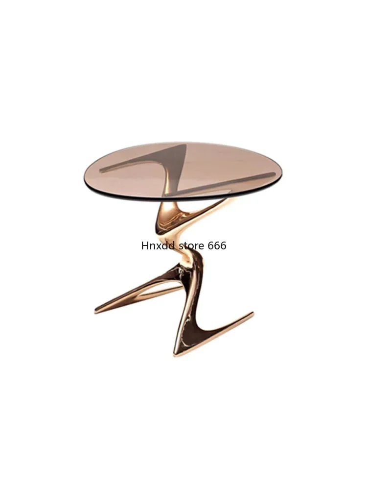 Metal stainless steel hand-shaped coffee table side corner table small round table light luxury