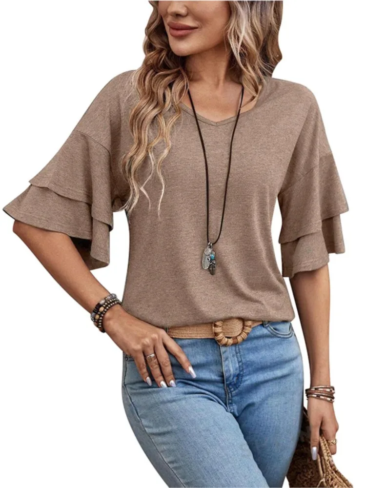 

Solid Color Casual Loose Shirts Fashion 2026 Summer New Women's Retro Women's Oversized Shirts Elegant Youth Women's Tops