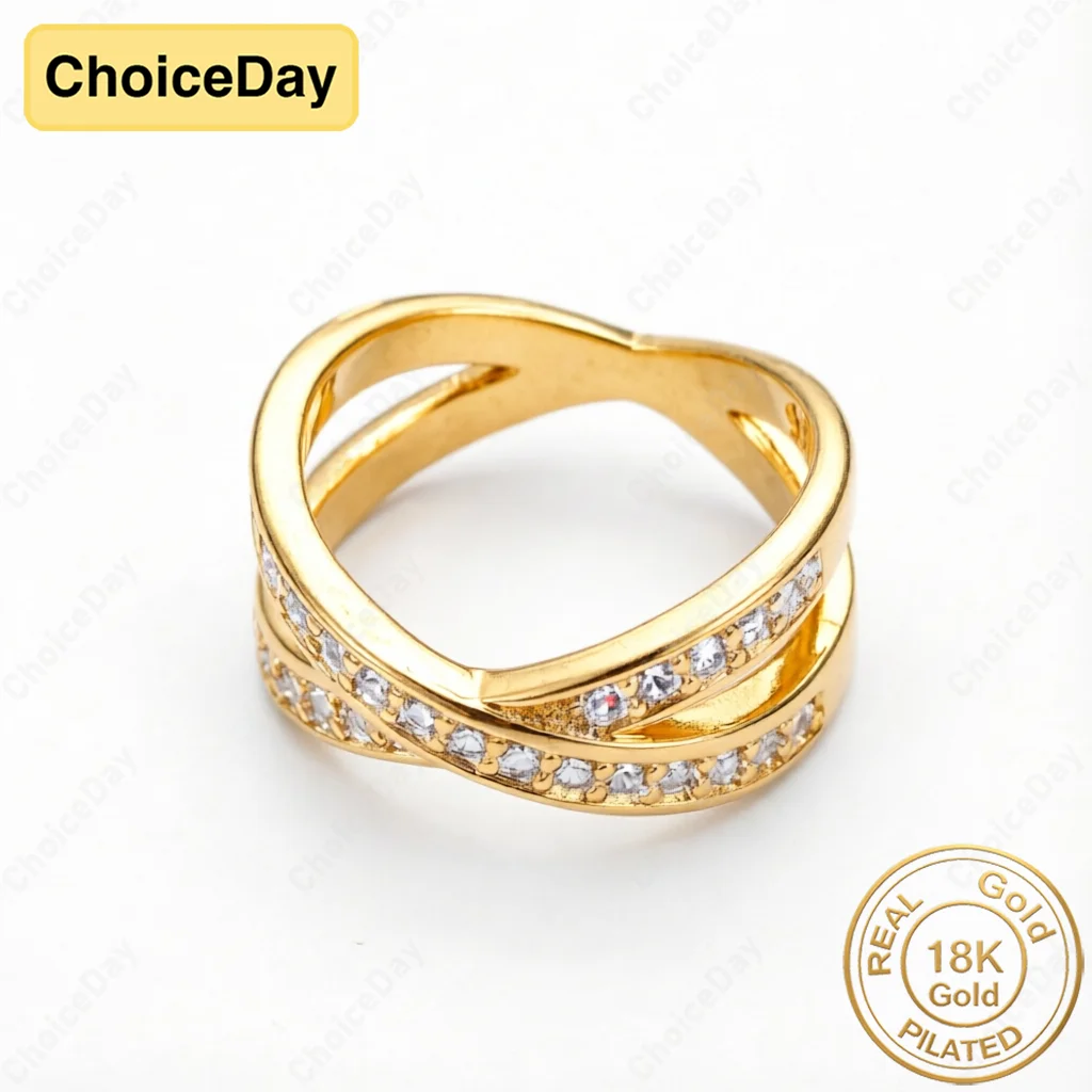 Women's 18K Gold Plated Delicate Cross Zirconia Ring