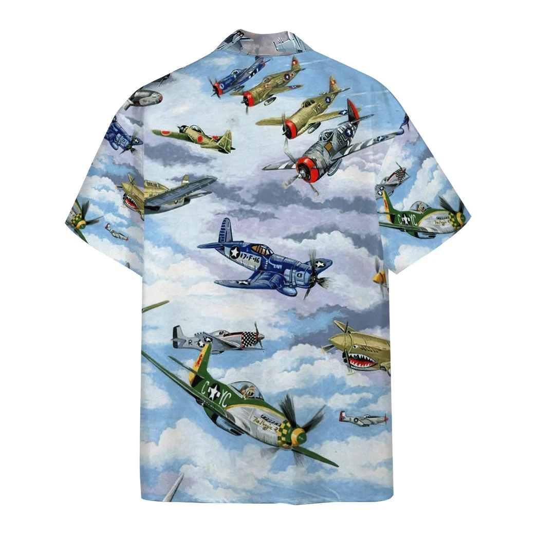 3D Planes Warbird WW2 Fighters Graphic Hawaii Shirts for Men Clothing Fashion Streetwear WW1 Germany Air Force Shirt Tops Blouse