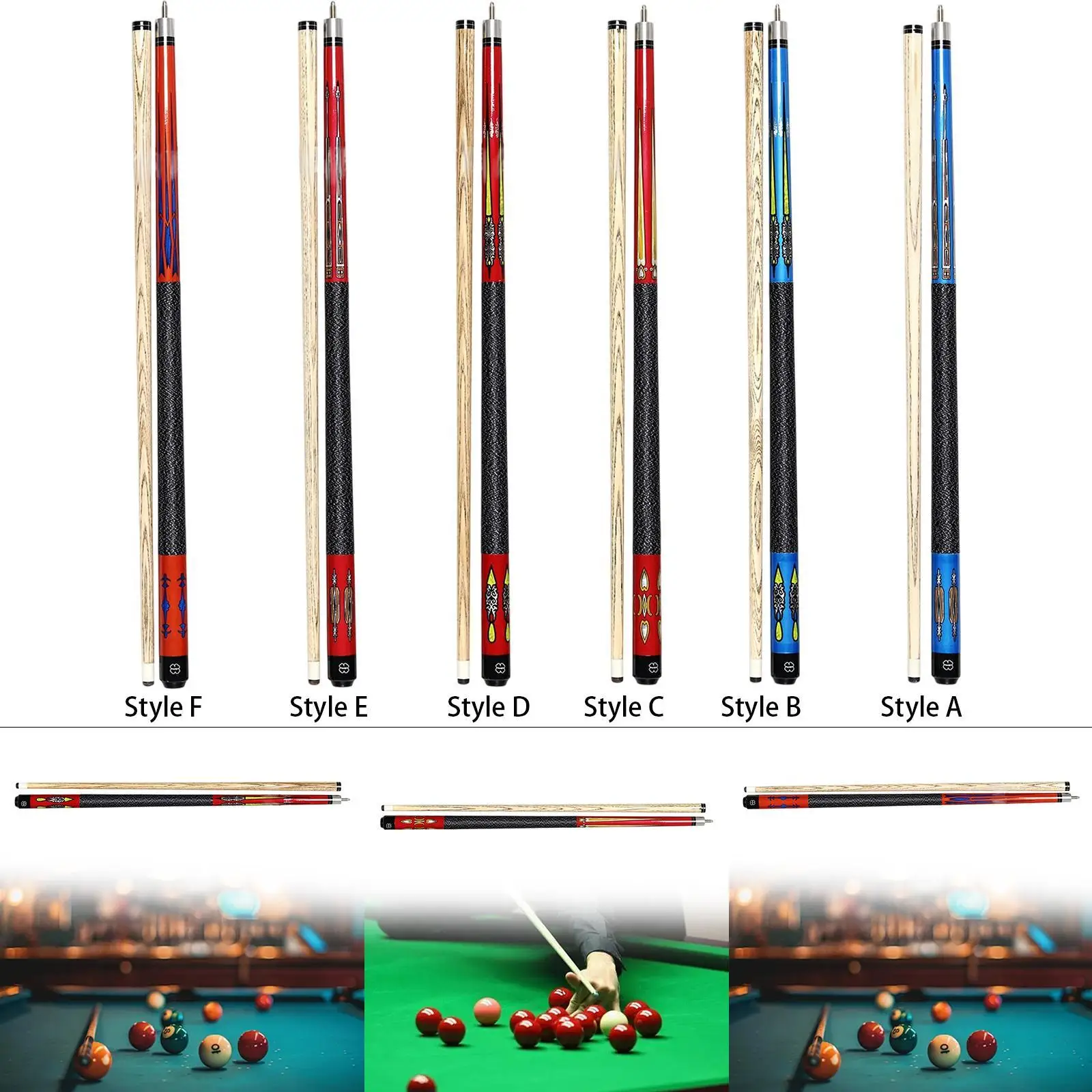 

Billiard Cue 1/2 Segmented Replacement Wood Pool Cue for Bar House Men Women