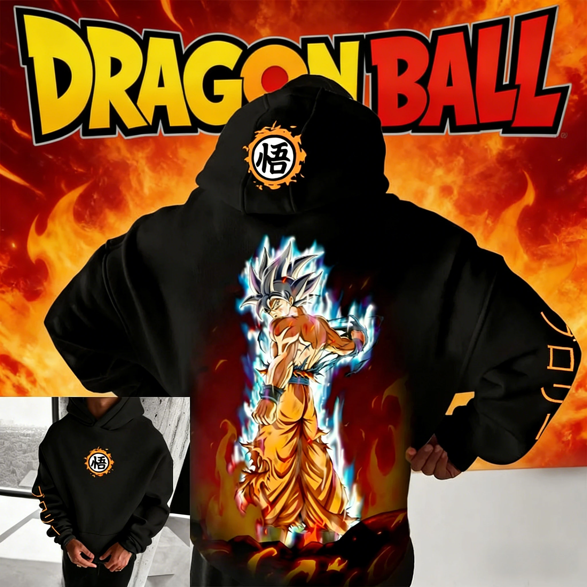 

Толстовка с капюшоном из флиса «Драгон Болл Супер: Ультра Инстинкт Гоку» на осень-зиму 2026 – теплая спортивная толстовка унисекс с аниме-графикой