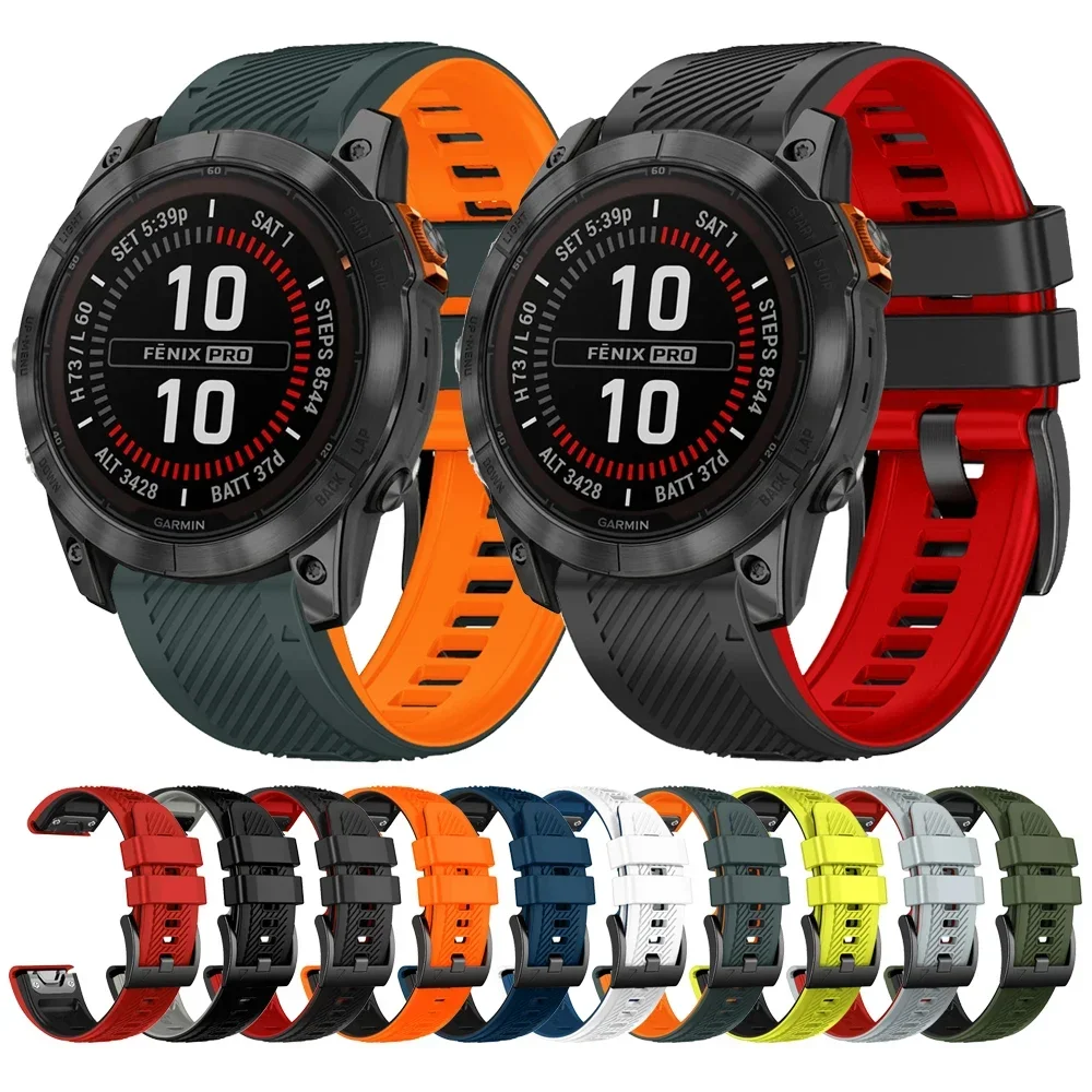 

QuickFit 22mm 26mm Silicone Watch Band For Garmin Fenix E 8 5 5X 6X 7 7X/Epix Pro Gen 2 TACTIX/Mk2 Mk2i G1/MARQ/Enduro 3 2 Strap