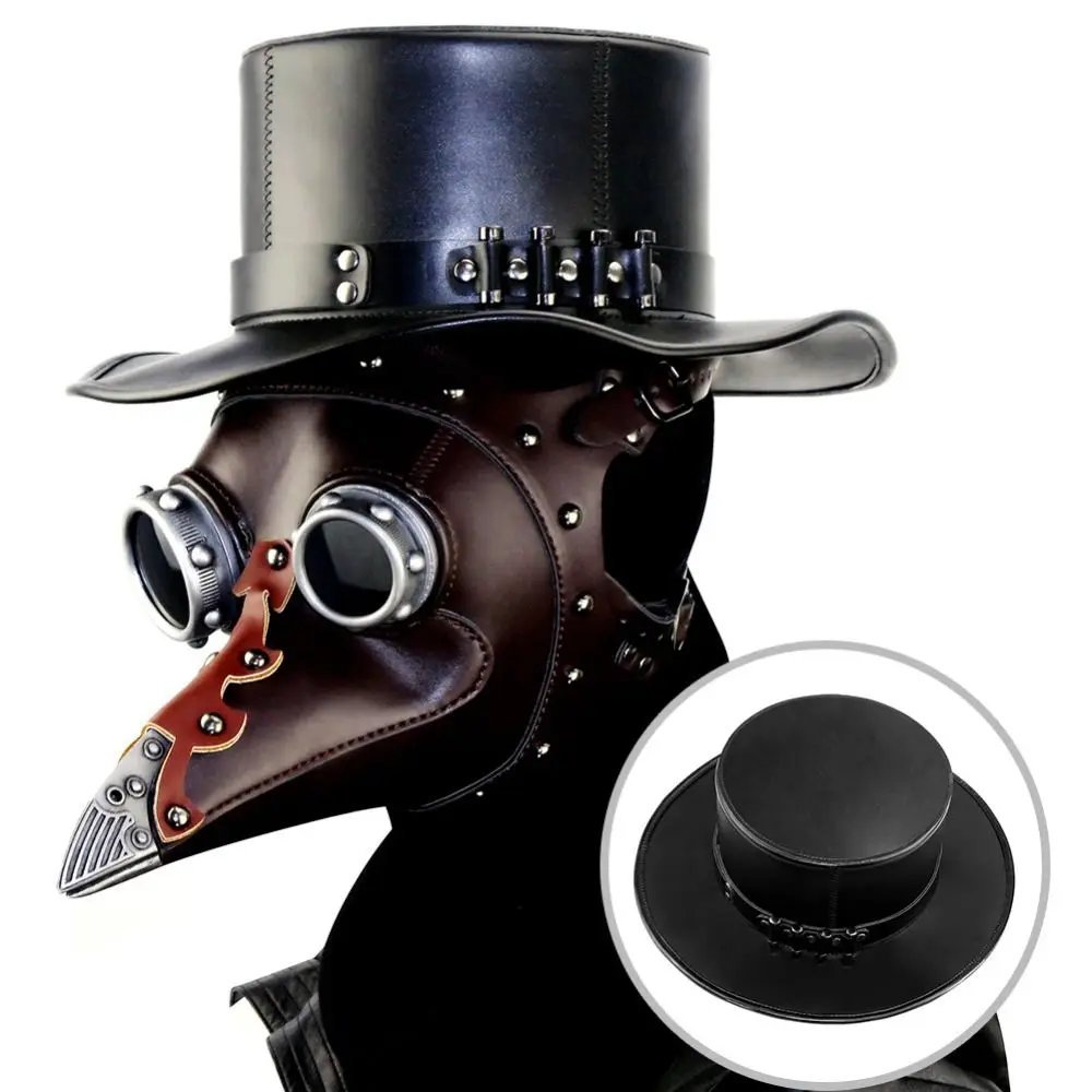 Festival Decoration Vintage Halloween Top Hat Leather Gothic Magic Cap Party Steam Punk Masquerade Cap