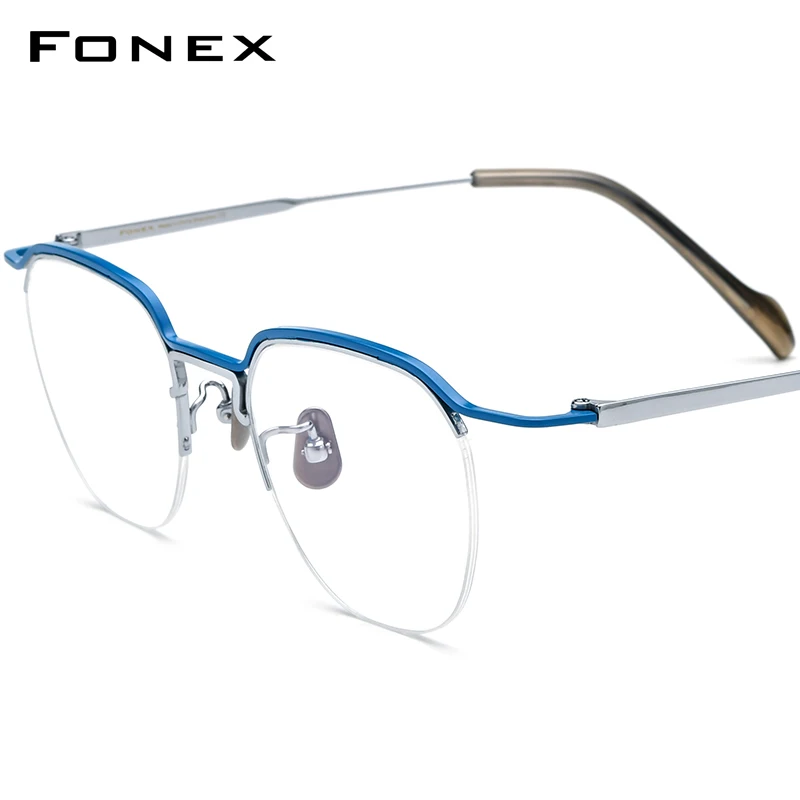 

FONEX Pure Titanium Glasses Frame Women 2024 New Semi Rimless Square Eyeglasses Men Half Rim Eyewear F90036