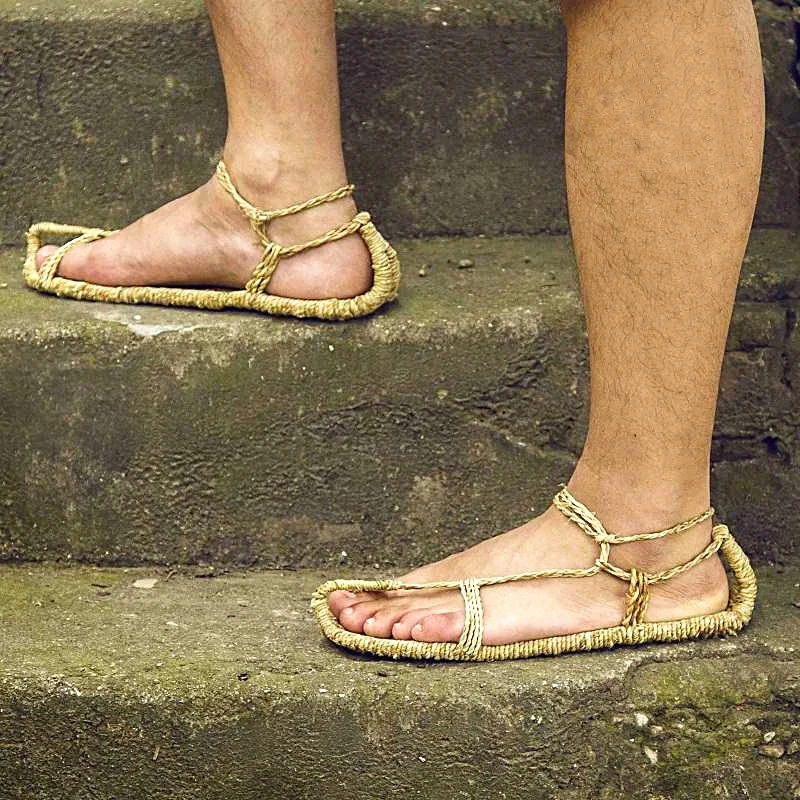 Middeleeuwse Schoenen Stro Sandalen Vintage Handgemaakte Schoenen Slippers Voor Volwassen Mannen Hennep Touw Zomer Outfit Retro Rekwisieten Japanse Anime 2