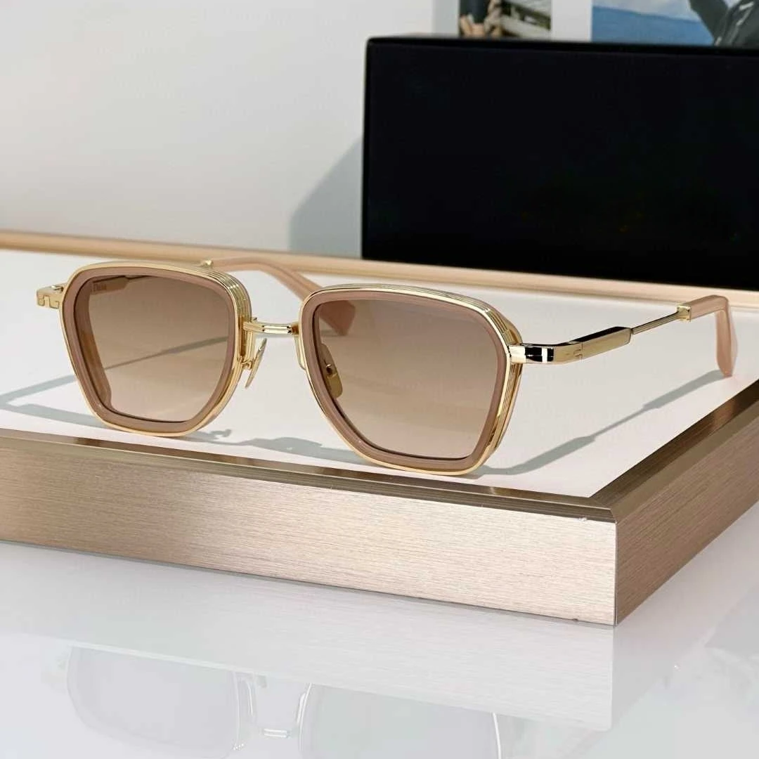 

New Fashion Trend Vintage Ultralight Alloy Acetate John Sunglasses ANDRE Retro Polygon Design Academic Style UV400 High Quality