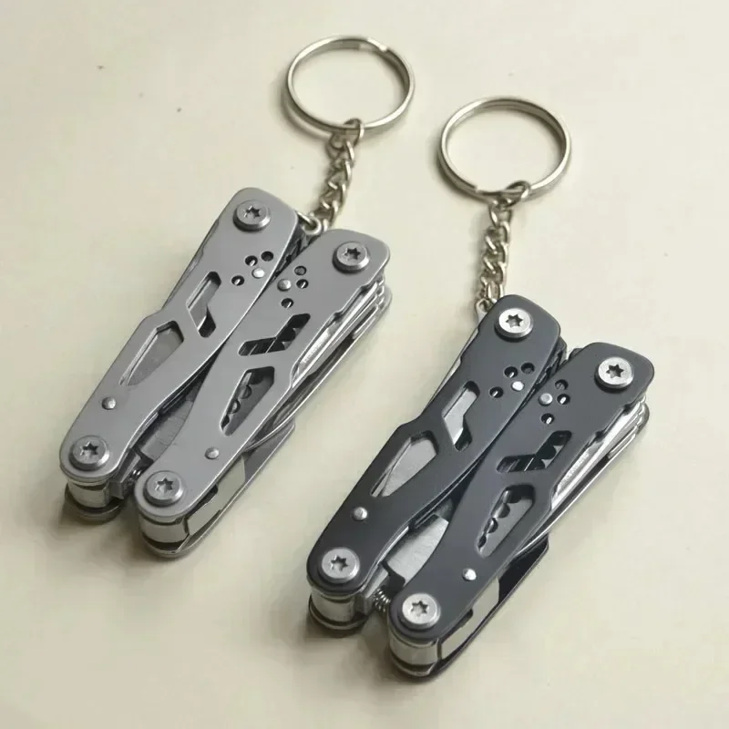 Mini Portable Camping Pliers Multi-functional Pliers Keychain Small Tool Stainless Steel Folding Pliers Outdoor Tools Lighters