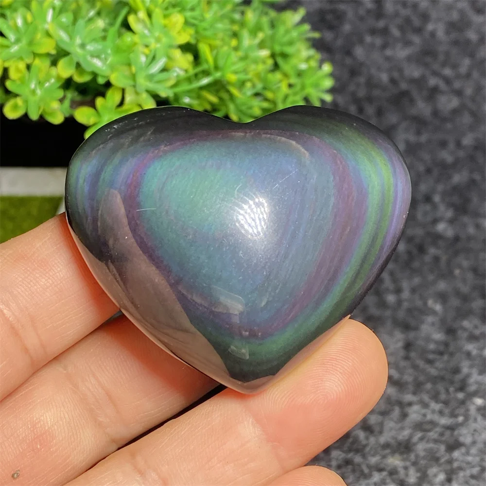 Cœur en obsidienne mexicaine naturelle et colorée, poli, pour décoration intérieure, ornements minéraux