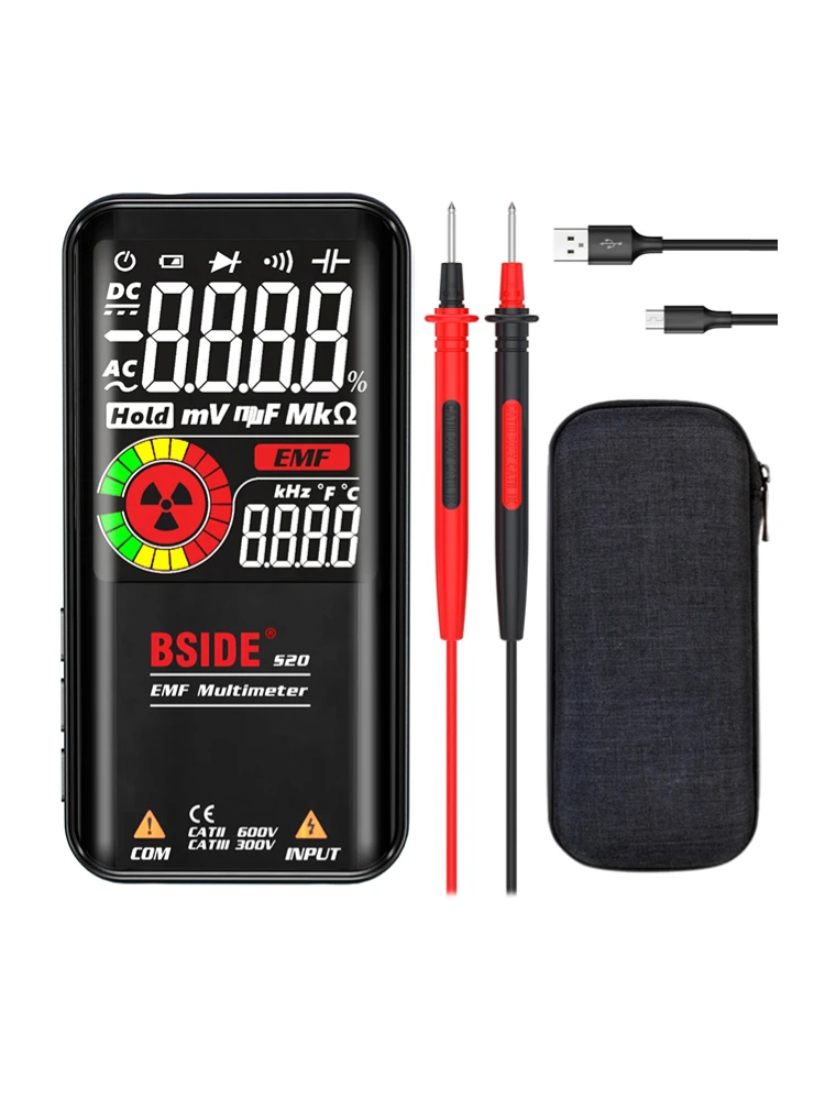 B SIDE S20 2 in 1 Multimeter Electromagnetic Radiation Detector AC DC Voltage Resistance Capacitance Frequency Diode Test Meter