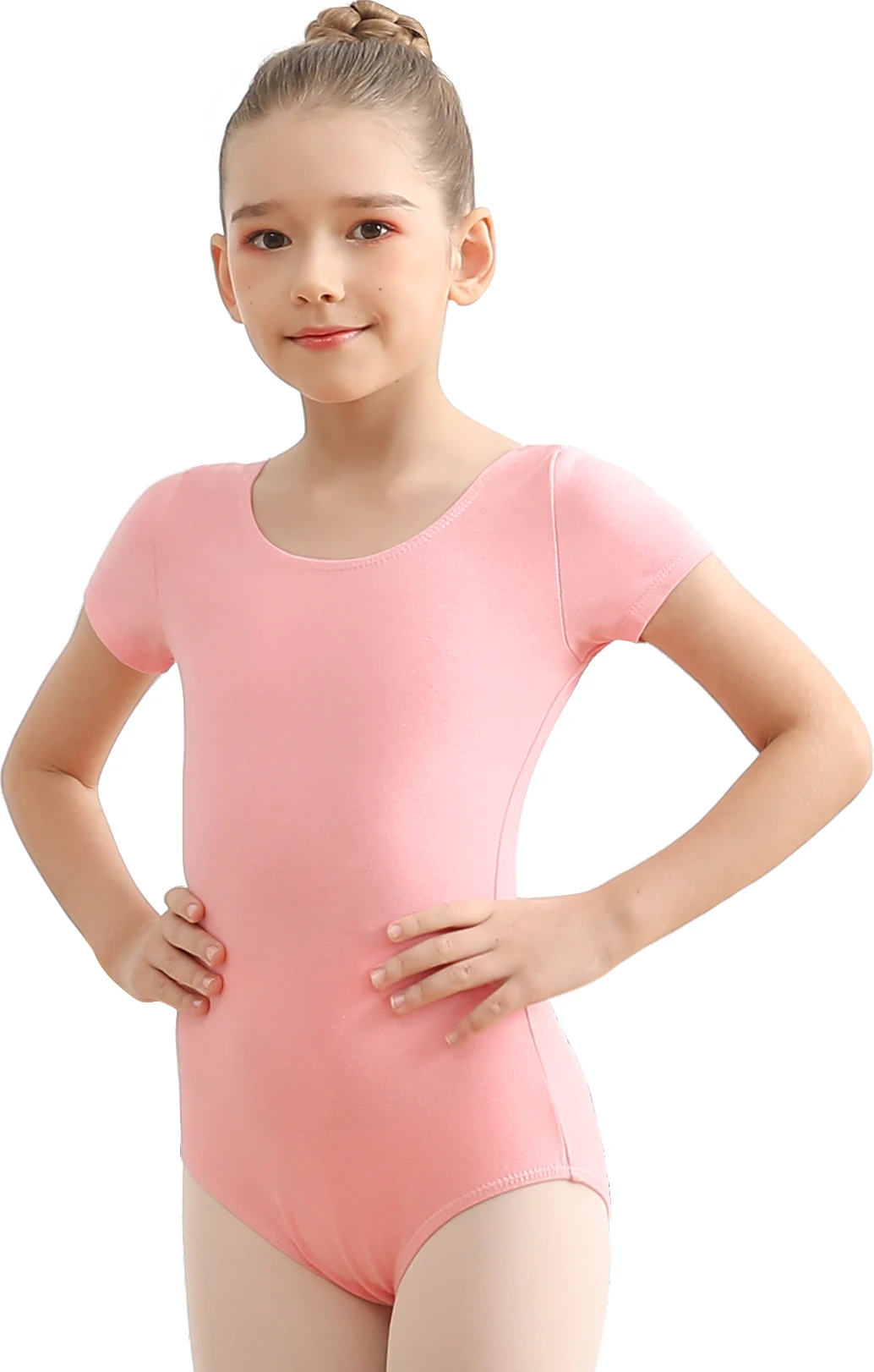 Girls Team Basic Short Sleeve Dance Leotards for Ballet Dancewear