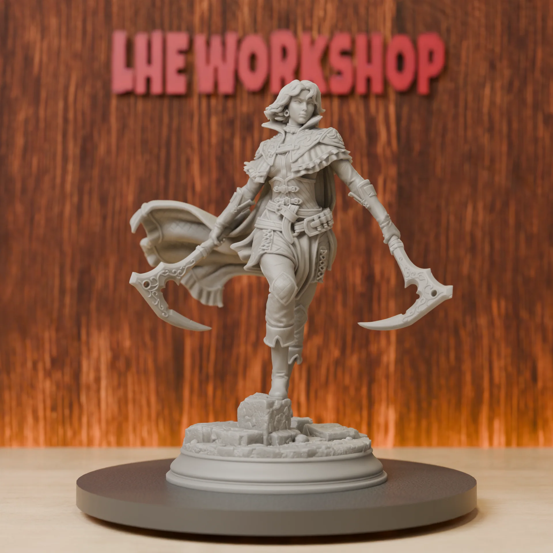 Human Female Assassin with Sickle Miniatures | 28mm-75mm | Resin 3D Printed DND Pathfinder Mini | Unpainted Grey