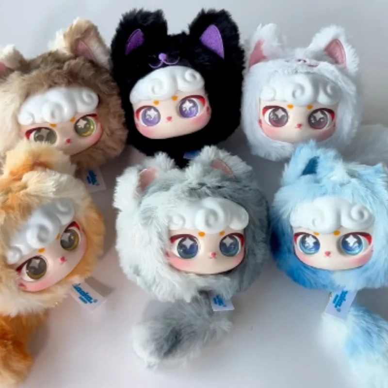 Genuíno sorte meow iv série caixa cega bonito mini vinil boneca de pelúcia saco pingente decoração brinquedo na moda surpresa meninas crianças presente