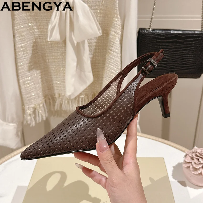 

Summer Hollow Out High Heels Sandals Women Pumps Back Strap Dress Shoes For Women Point Toe Stiletto Sandals Woman 2026