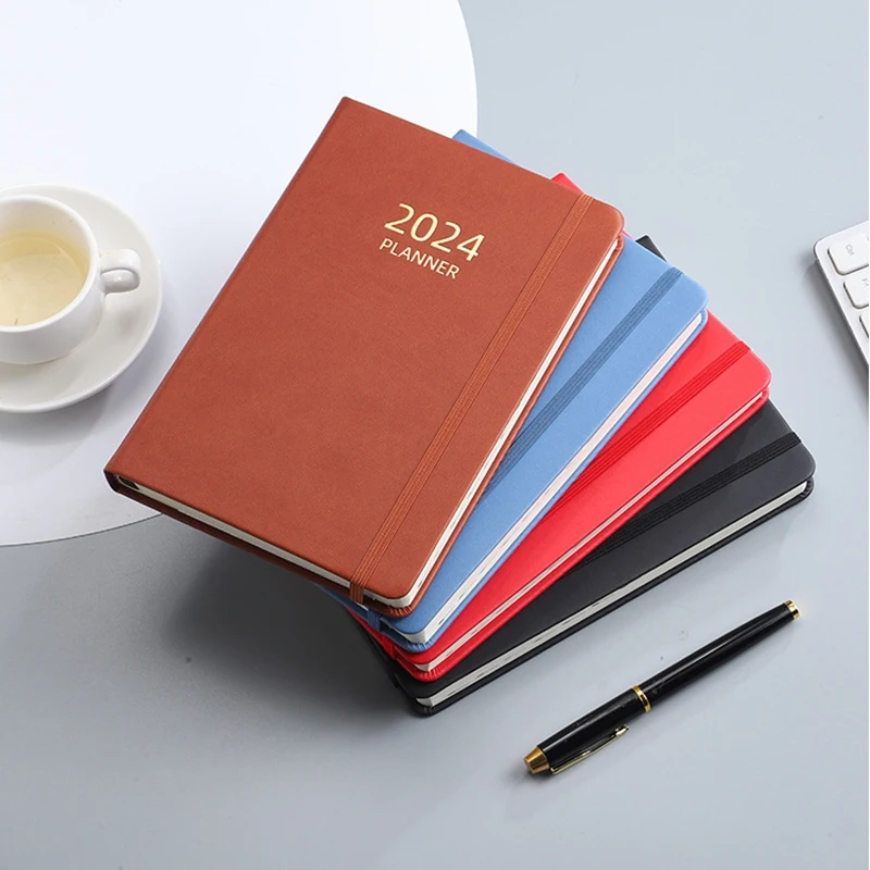 1 Pieces 2024 Notebook A5 English Schedule Planner Elastic Band Notebook Strap Book Notebook