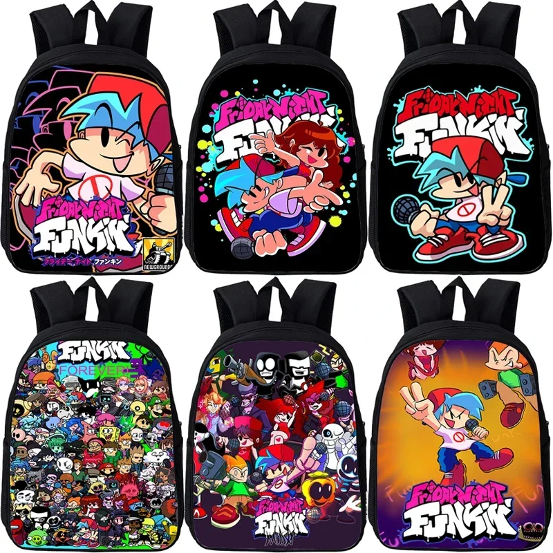 

12 Inch Friday Night Funkin Kids Backpack Boys Girls Kindergarten Bag Waterproof Cartoon School Bags Anime Game Child Backpacks