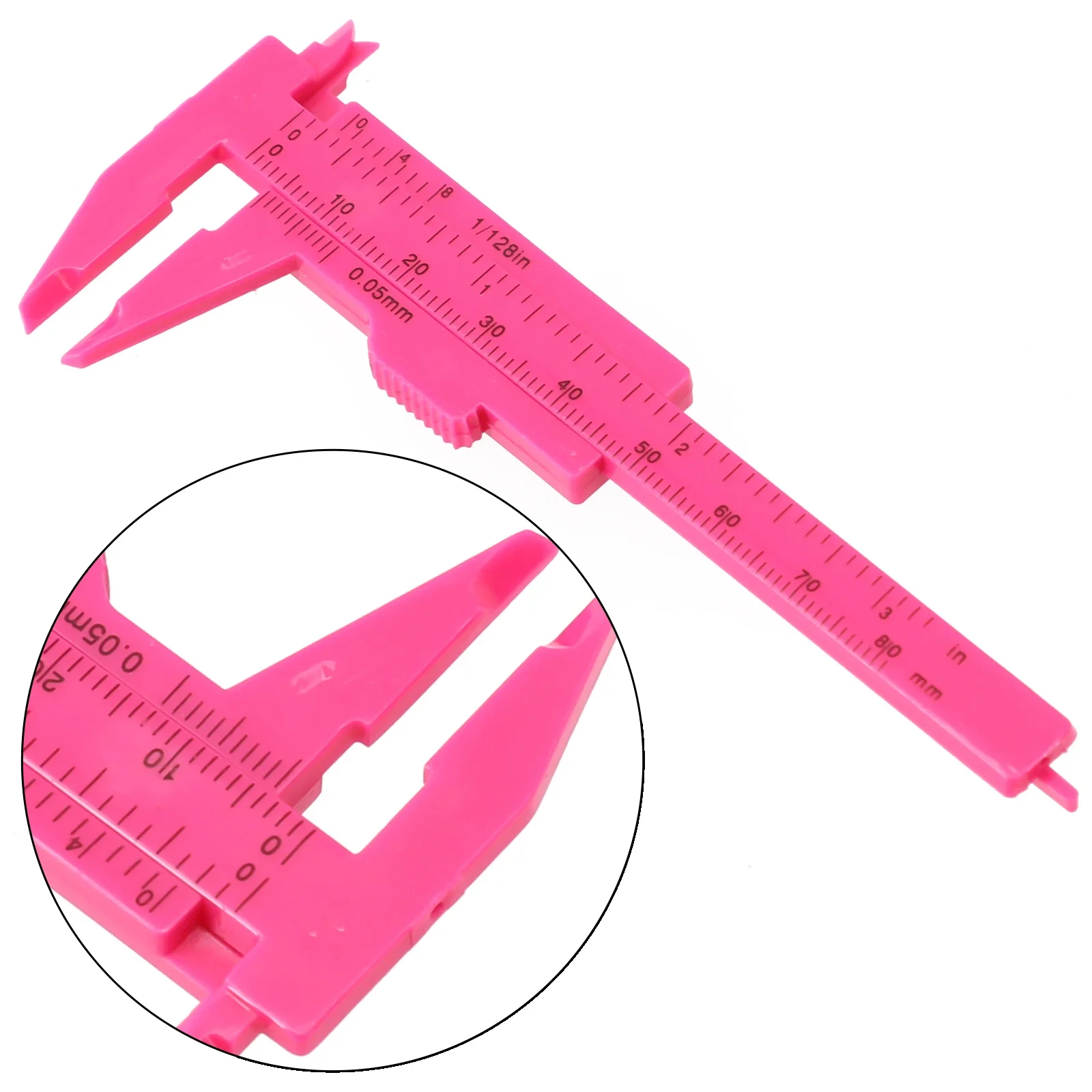 0-80mm Rose Pink Double Scale Calipers Plastic Sliding Vernier Caliper Makeup Tattoo Eyebrow Line Lip Ruler Home Measure Tool